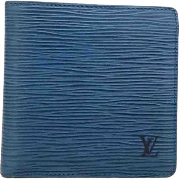 948124Y Louis Vuitton Wallet Portefeuille Marco Blue Epi Leather - Picture 1 of 9